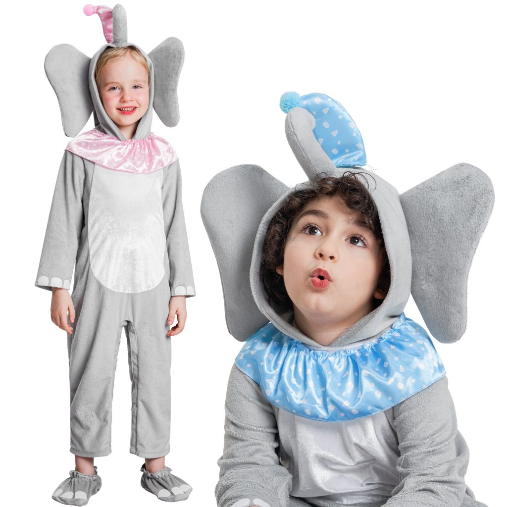 Baby Toddlers Elephant Costume With 2-Color Hat&Collar Set