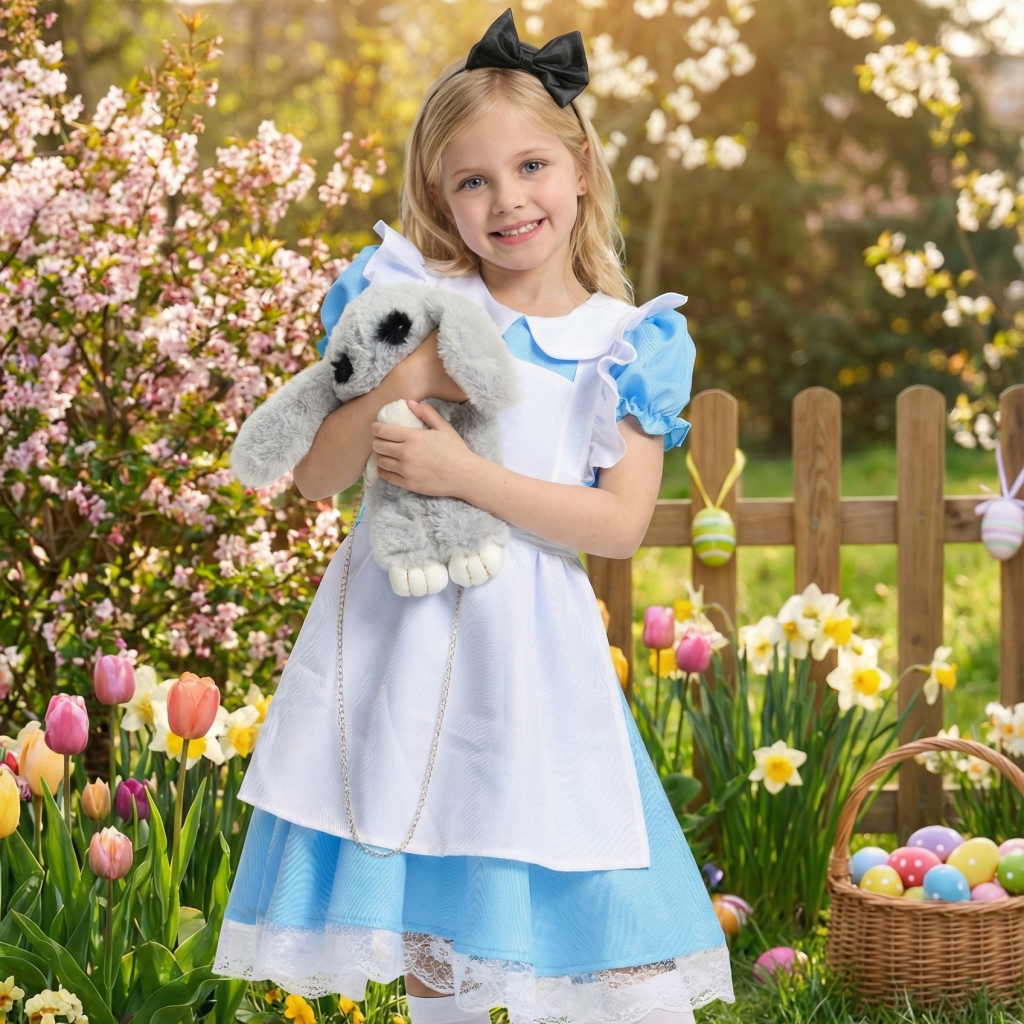 Girls’ Blue Wonderland Alice Costume