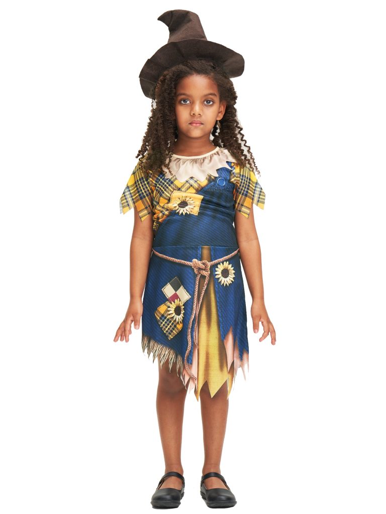 Girls Scarecrow Dress Hat Set Halloween Costume