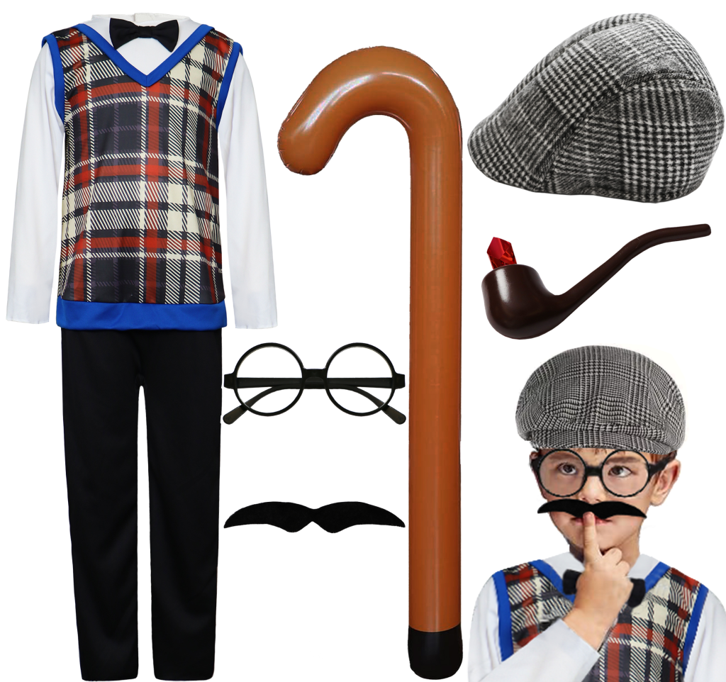Boys 100th Day Of School Grandpa 6 Pcs Costume