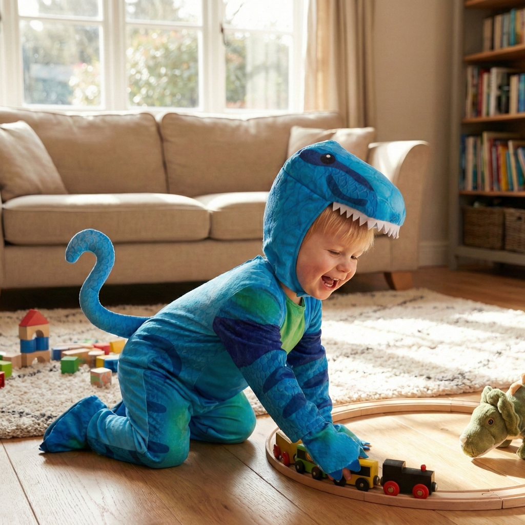 Toddler Blue Dinosaur Costume – Cute T-Rex Jumpsuit