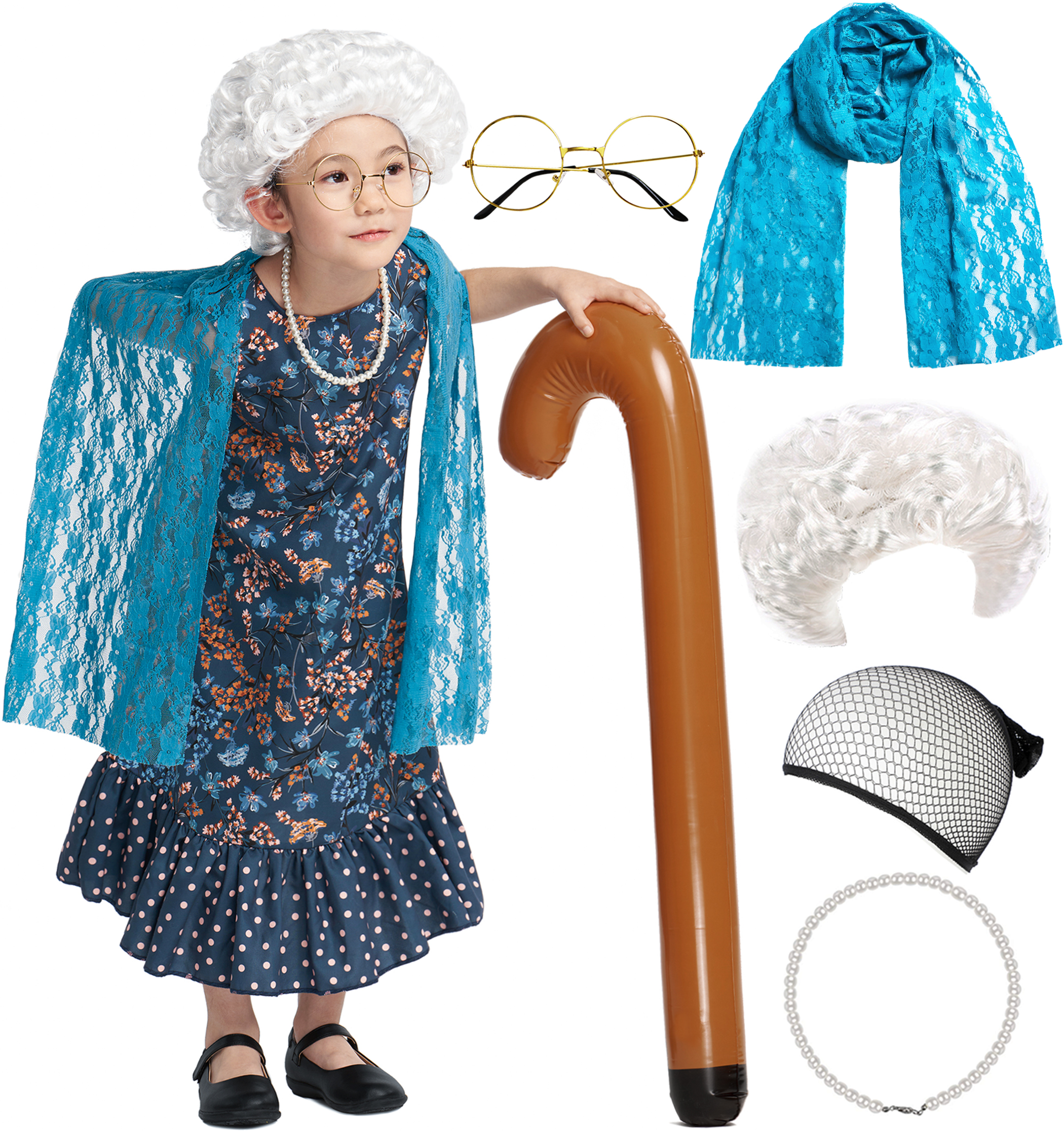 Girls 100th Day Of School Granny 6 Pcs Costume
