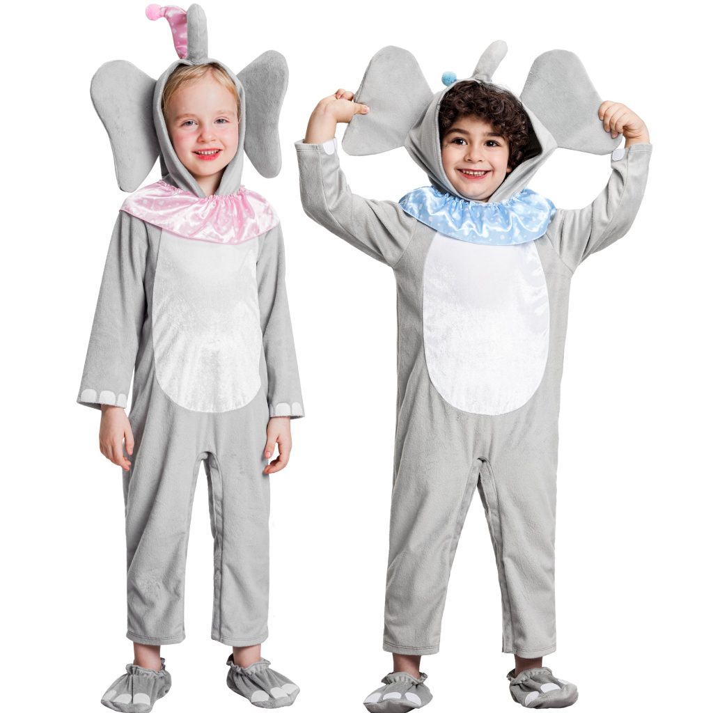 Baby Toddlers Elephant Costume With 2-Color Hat&Collar Set