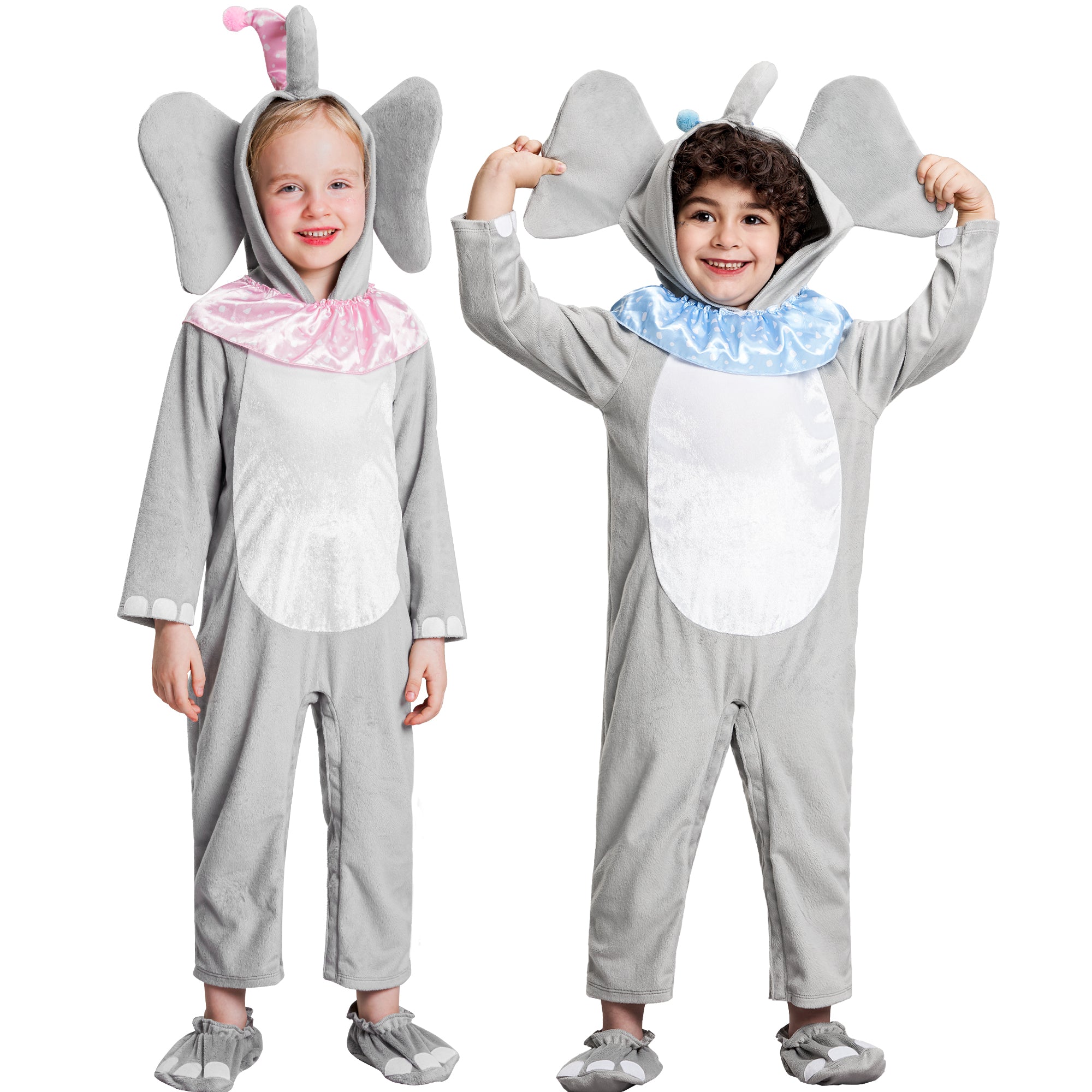 Baby Toddlers Elephant Costume With 2-Color Hat&Collar Set