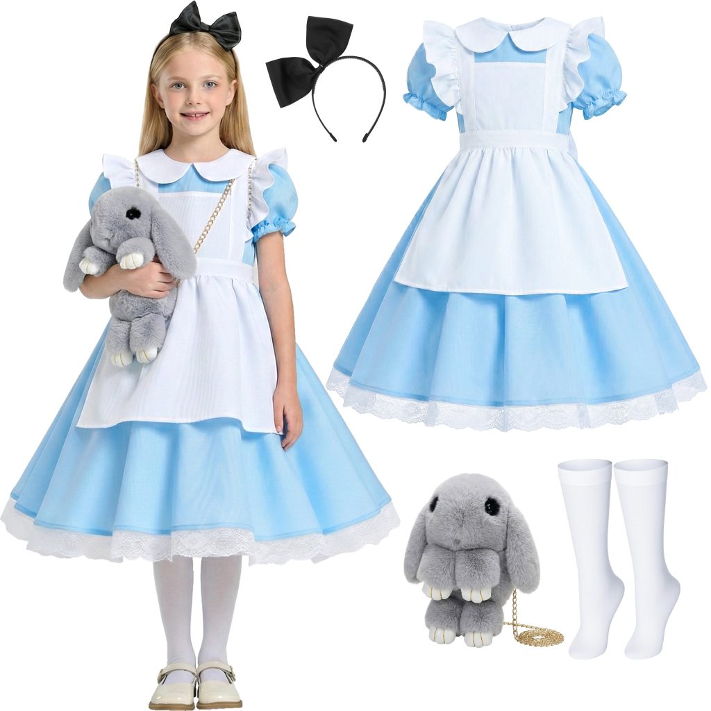 Girls’ Blue Wonderland Alice Costume