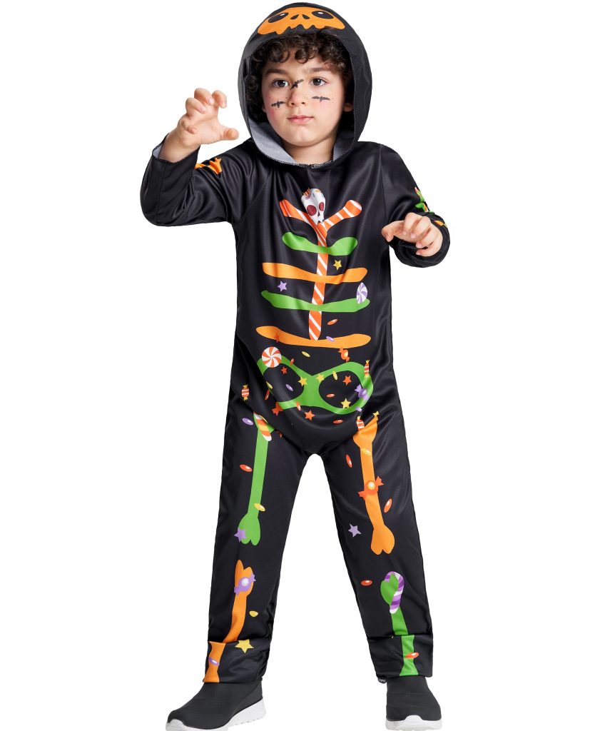 Kids Candy Skeleton Hooded Jumpsuit