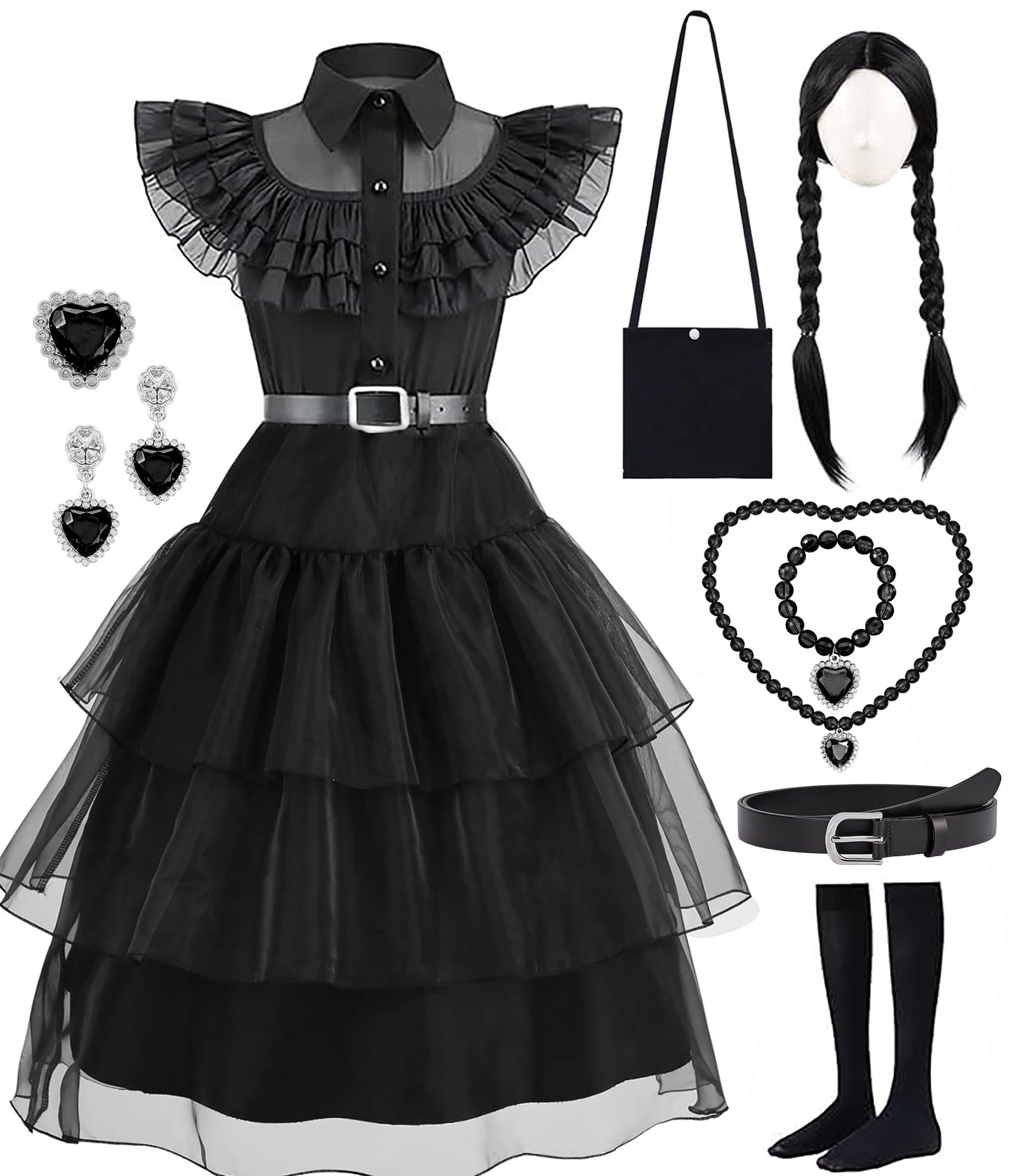 Girls Halloween Costume  Fancy Dress With Wig Accessories