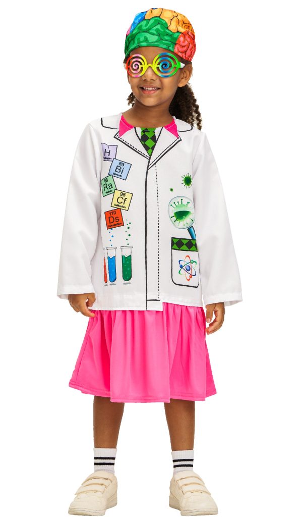 Girls Mad Scientist Dress Hat Set Halloween Costume