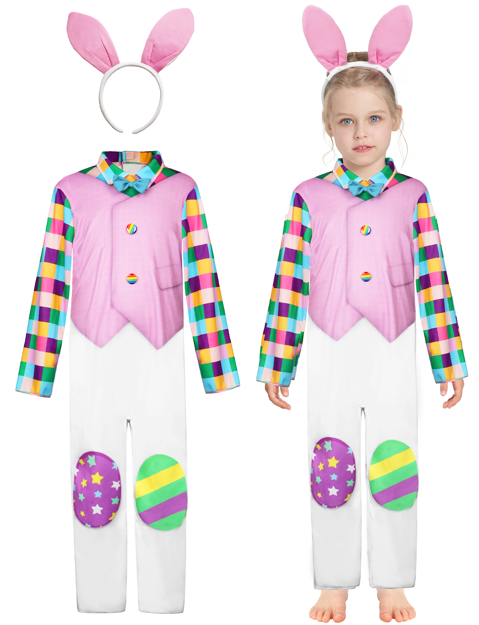 Boys Easter Bunny Jumpsuit Headband 2 Pcs Costume