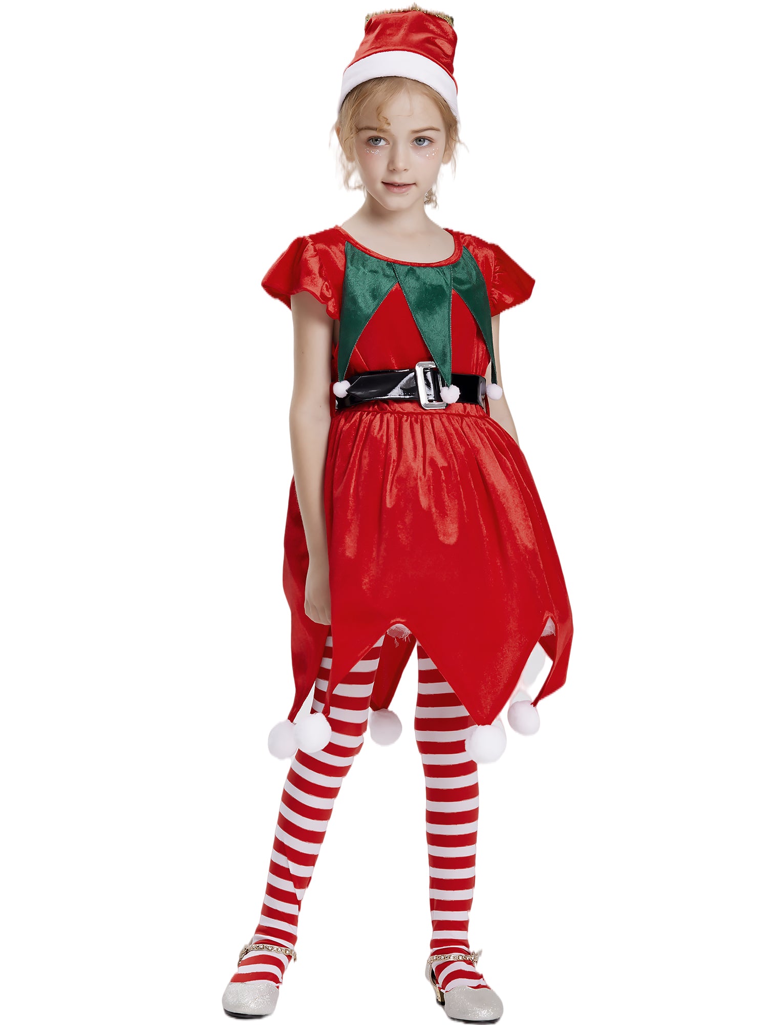 Christmas Elf Costume Suit For Girls, Santa`s Helper 3pcs Toddler Girt For Xmas