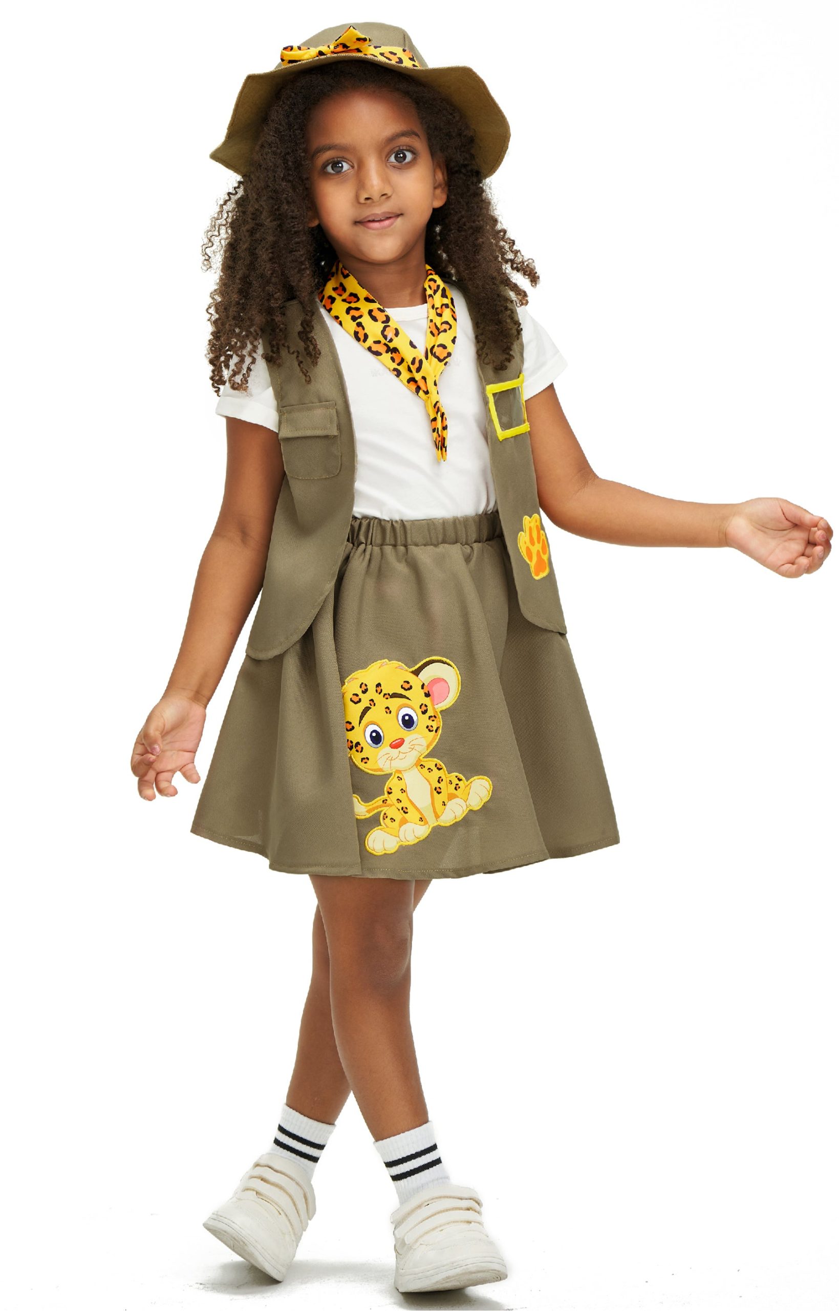 Girls Explorer Vest Skirt Hat Neckerchief Kit Halloween Costume