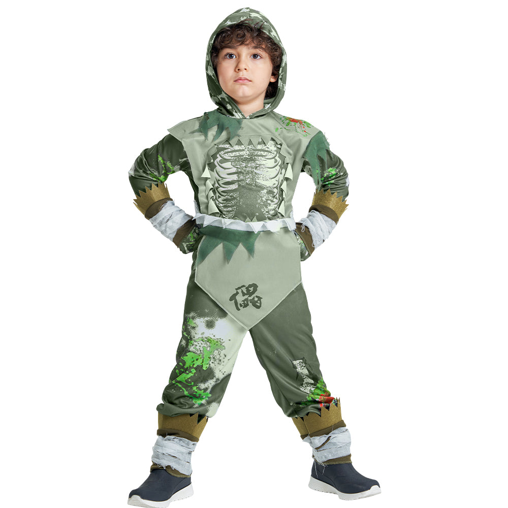 Boys Zombie Ninja Costume Jumpsuit With Hood