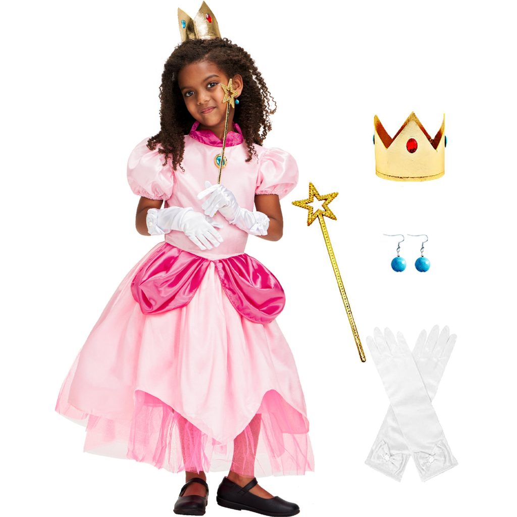 Girls Peach Halloween Costume Dress Set Pink