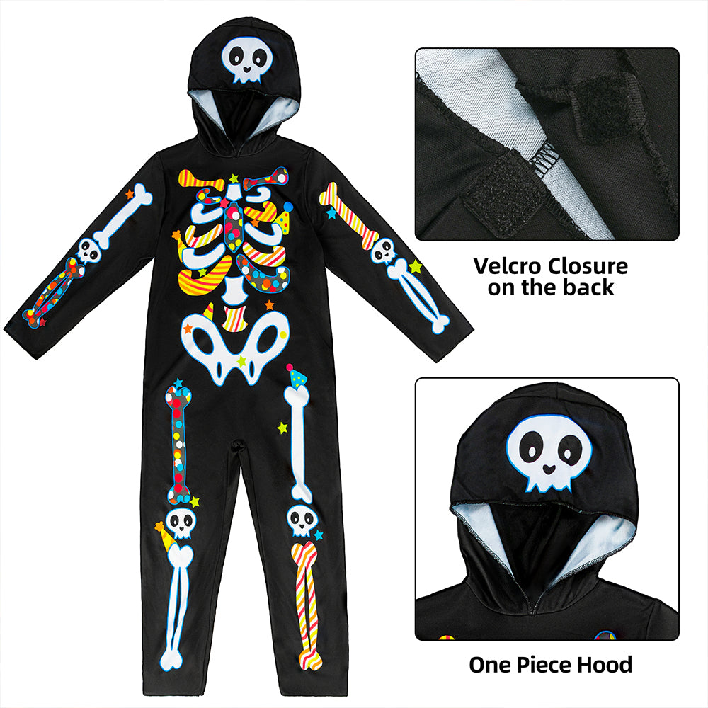 Kids Cute Skeleton Hooded Jumpsuit