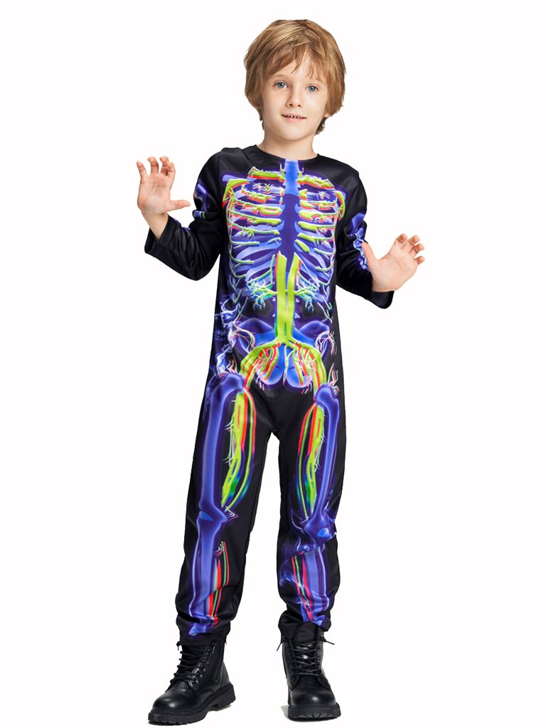 Kids Skeleton Jumpsuit Halloween Costume