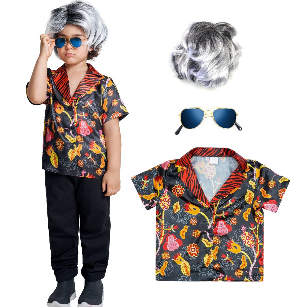 Boys 100th Day Of School Costume Wig T-shirt Set