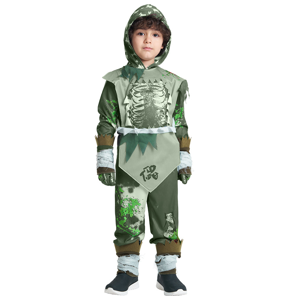 Boys Zombie Ninja Costume Jumpsuit With Hood