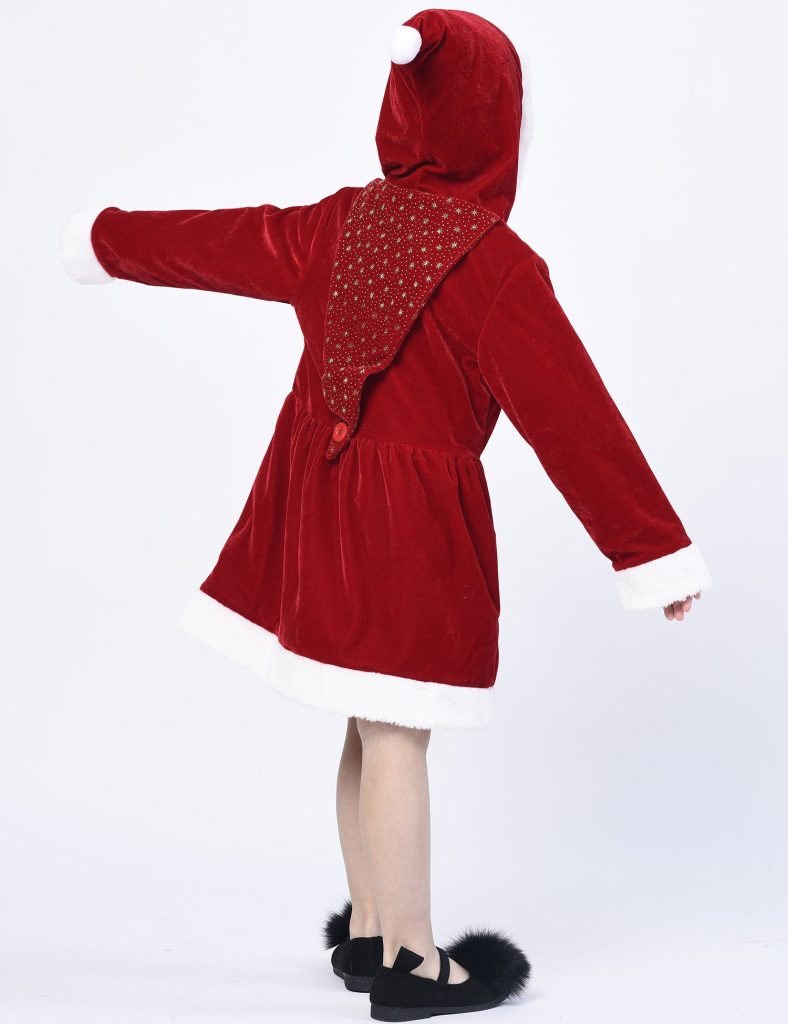 Girls’ Xmas Clause Santa Costume Suit, Christmas Dress For Pageant Party