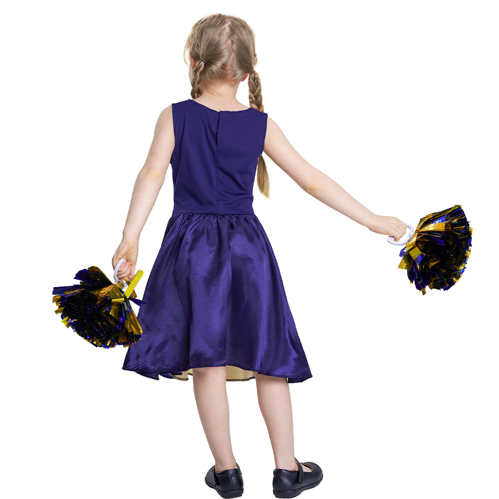 Girls Skeleton Cheerleader Costume Dress Pompoms Set
