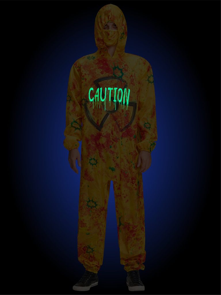 Men Glow In The Dark Jumpsuit Mask Set Halloween Costume
