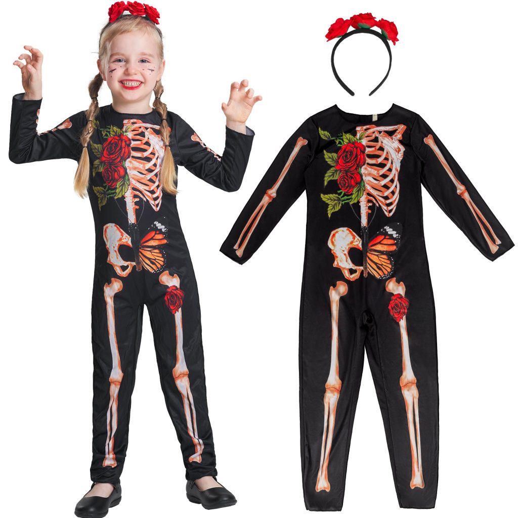 Kids Butterfly Skeleton Jumpsuit Headband Set