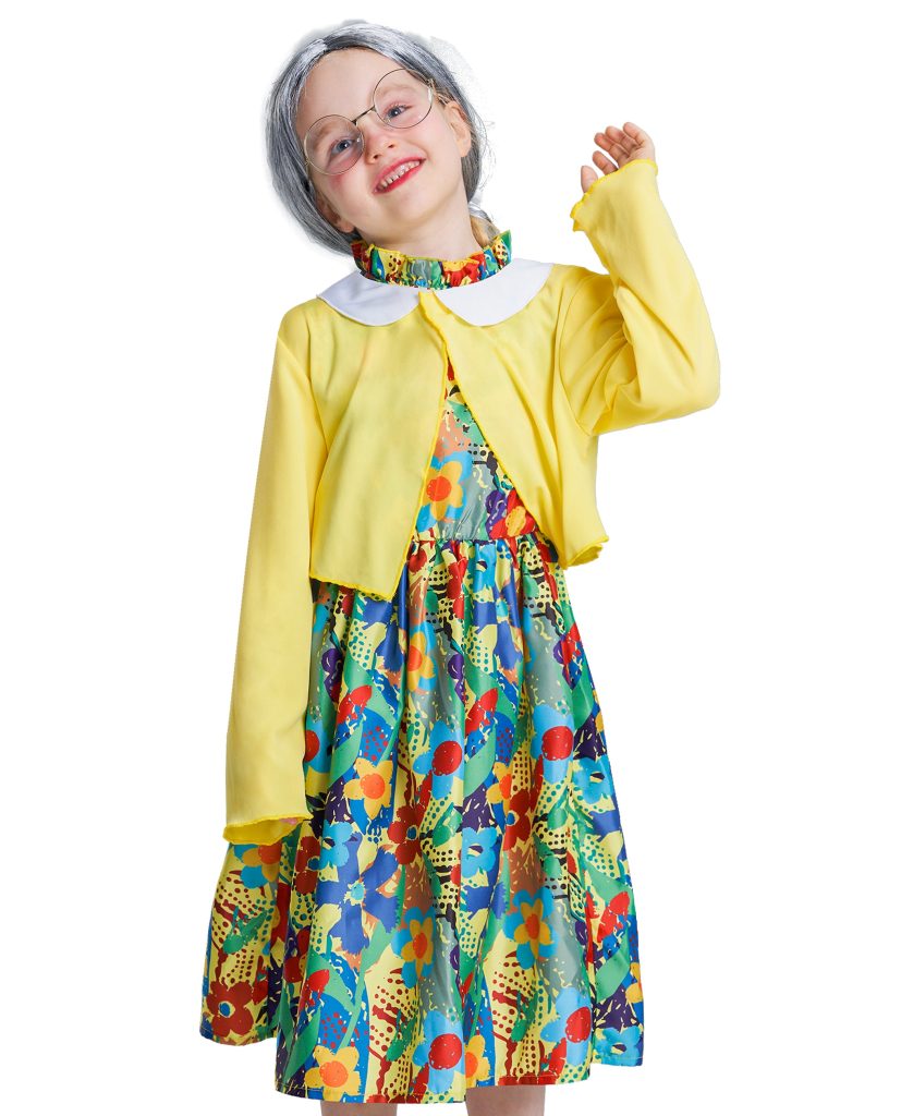 Girls 100th Day Of School Costume Jacket Dress Wig Set