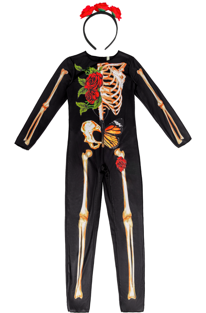 Women Butterfly Skeleton Jumpsuit Headband Set