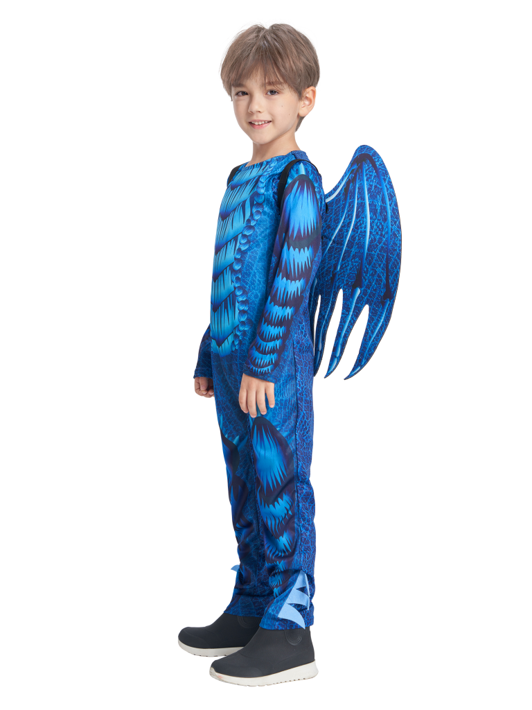 Kids Dragon Jumpsuit Mask Wings 3 Pcs Halloween Costume