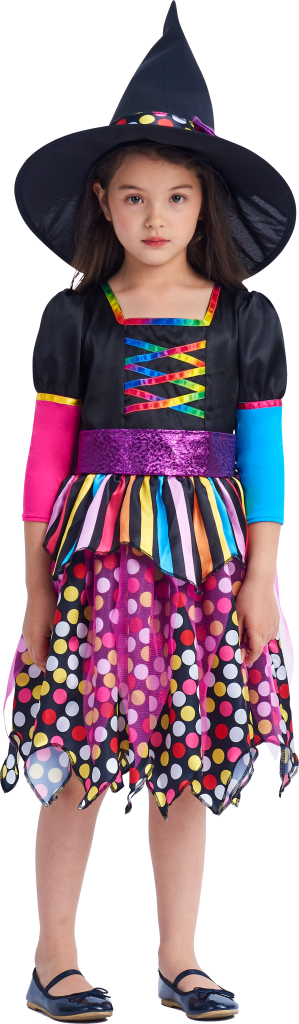 Halloween Girls Witch Costume Kids Magic Dress Up Outfit With Hat