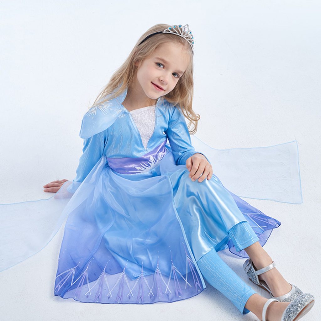 Elsa Costume For Girls, Deluxe Princess Costume Kids Christmas Gift