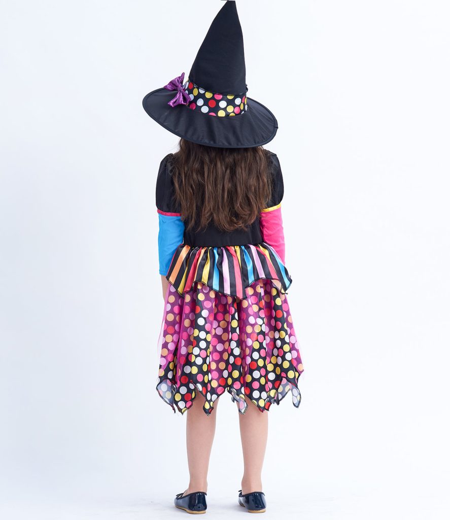 Halloween Girls Witch Costume Kids Magic Dress Up Outfit With Hat