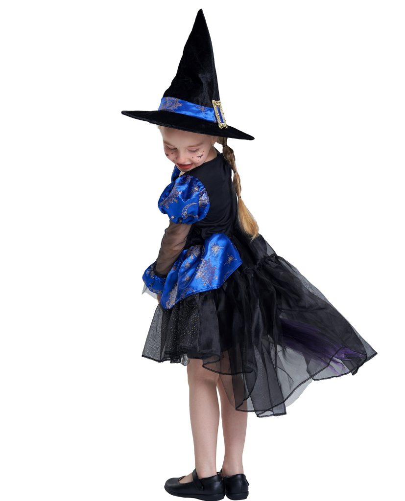 Girls Witch Costume Dress Set (Blue)