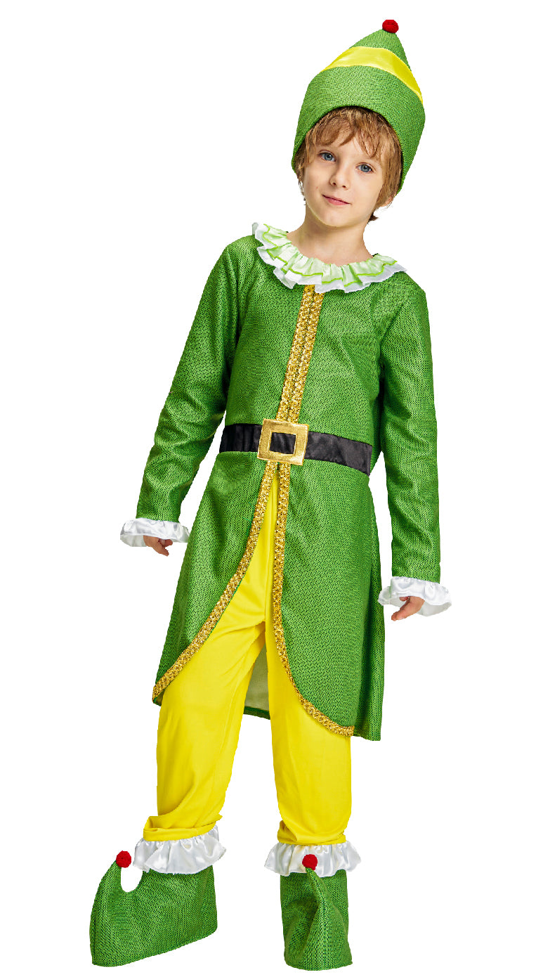 Kids Buddy The Elf Coat Pants Hat Boot-covers Set Christmas Costume