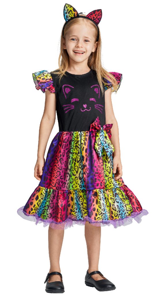 Girls Cat Dress Headband Set Halloween Costume