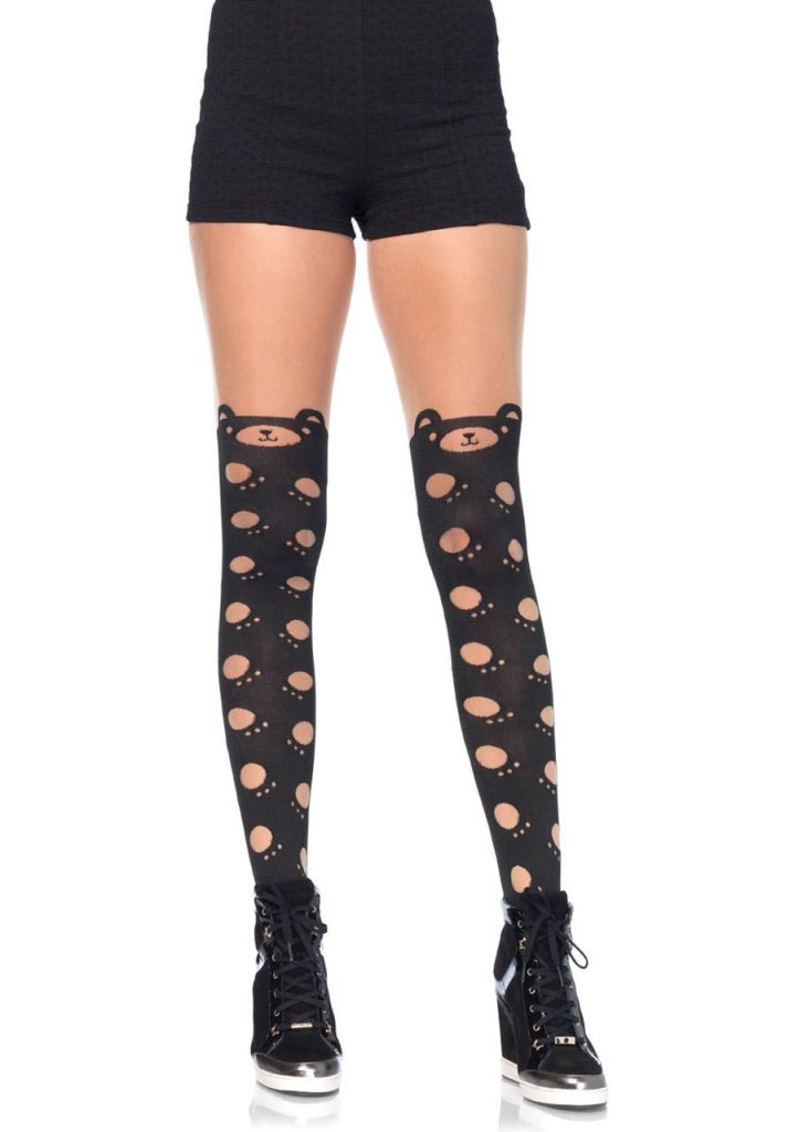 Beary Cute Paw Print Opaque Pantyhose