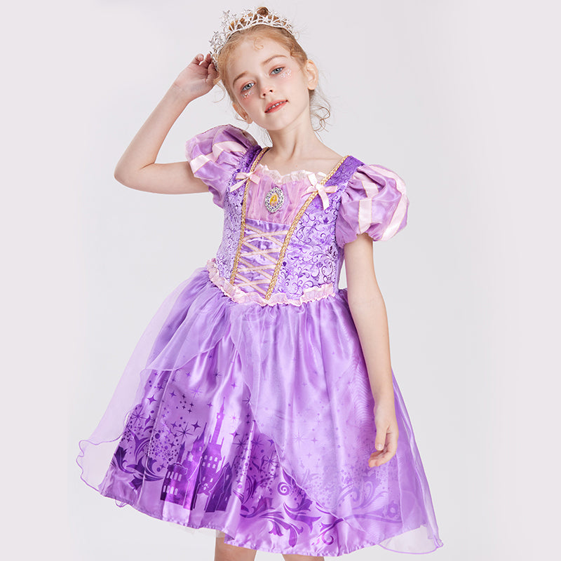 Girls Deluxe Dress Princess Rapunzel Long Hair Costume