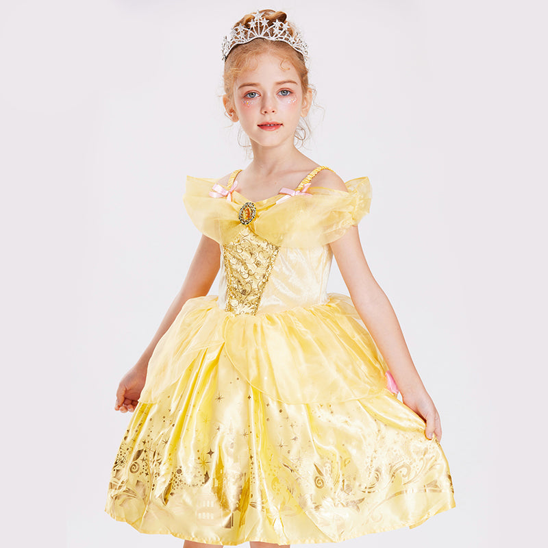 IKALI Girls Deluxe Dress Princess Belle Costume