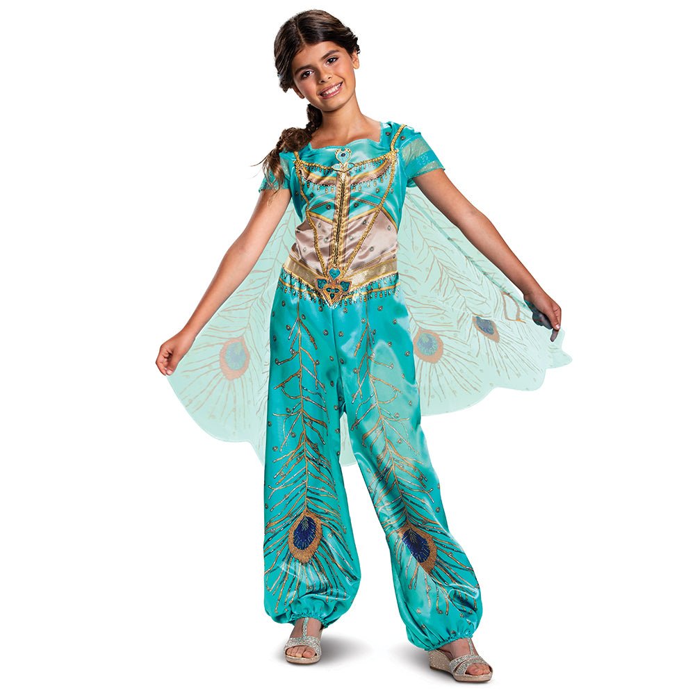 Girls Deluxe Jasmine Teal Costume – Aladdin