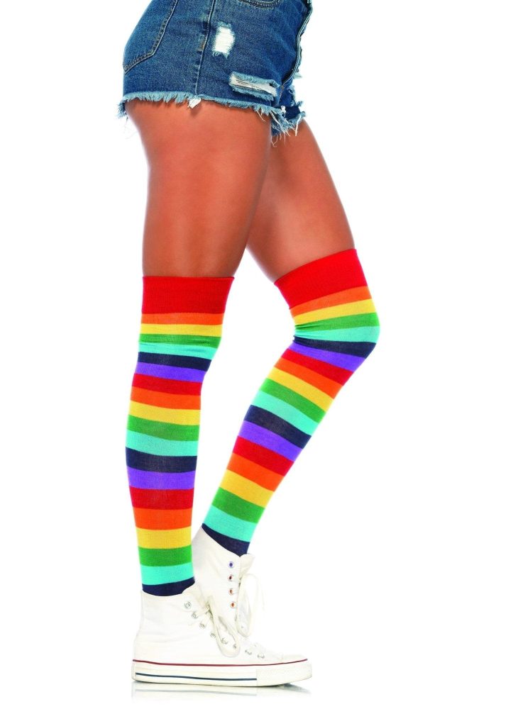 Lycra Rainbow Thigh High Stockings