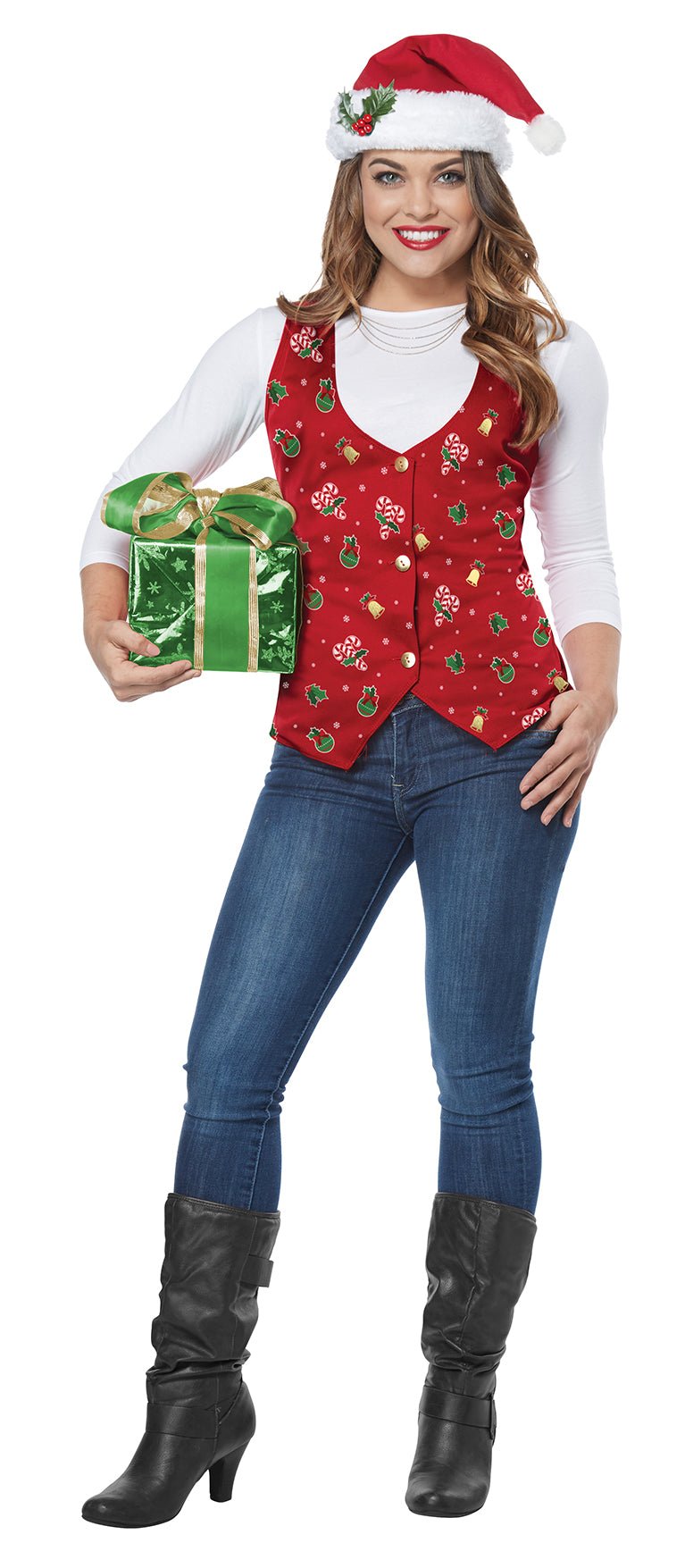 Red Holiday Vest Adult CAL-01518 SMALL/MEDIUM